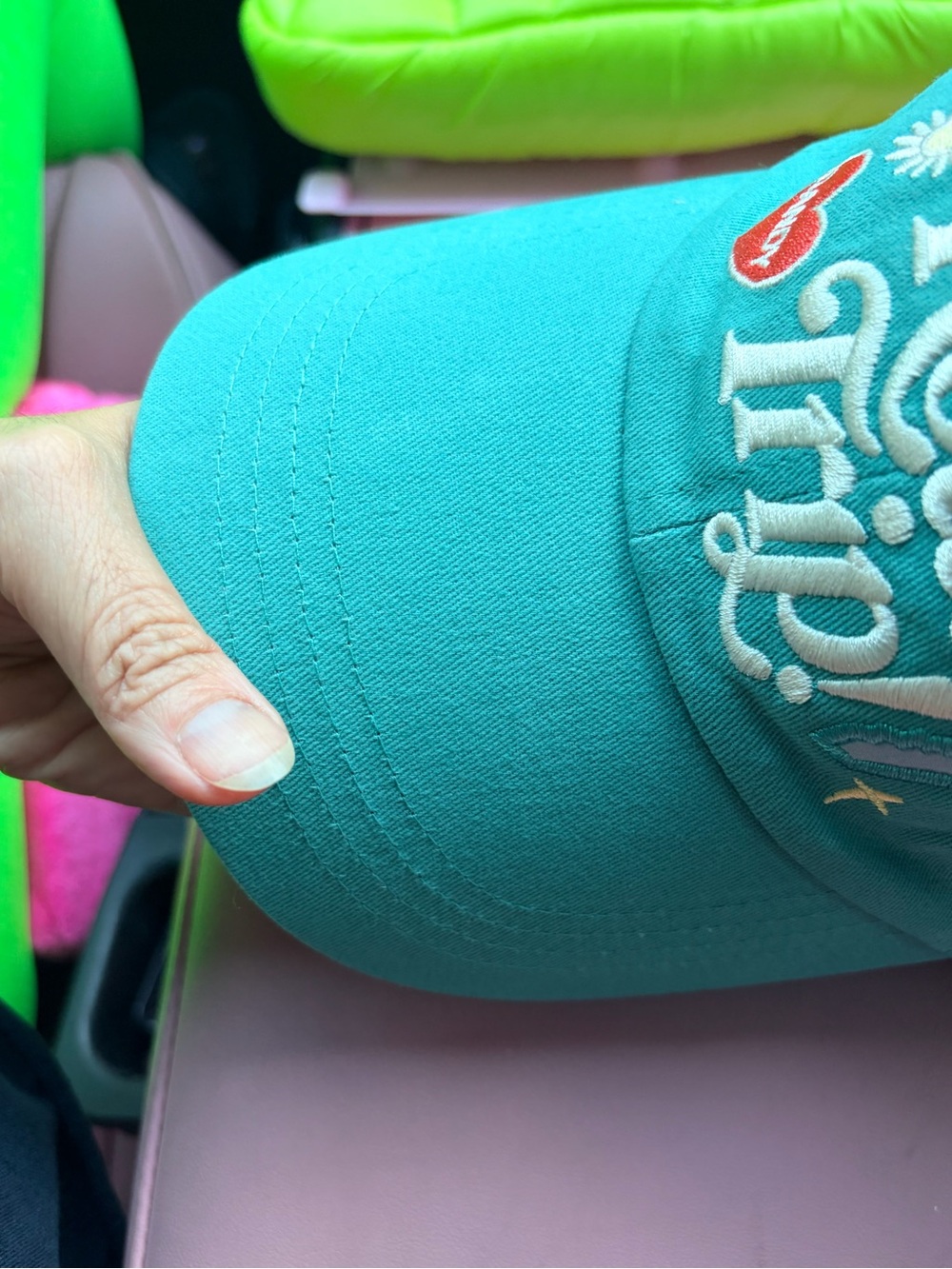 NWT Starbucks Teal 'Road Trip' Embroidered Baseball Cap with Cream Accent - Picture 8 of 10
